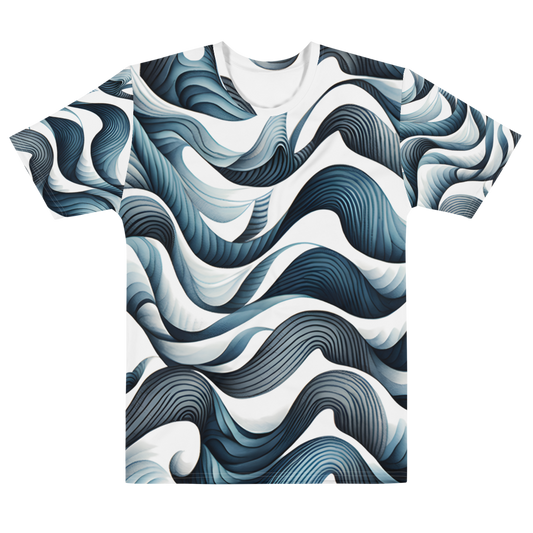 Men's Blue Wave Pattern T-Shirt