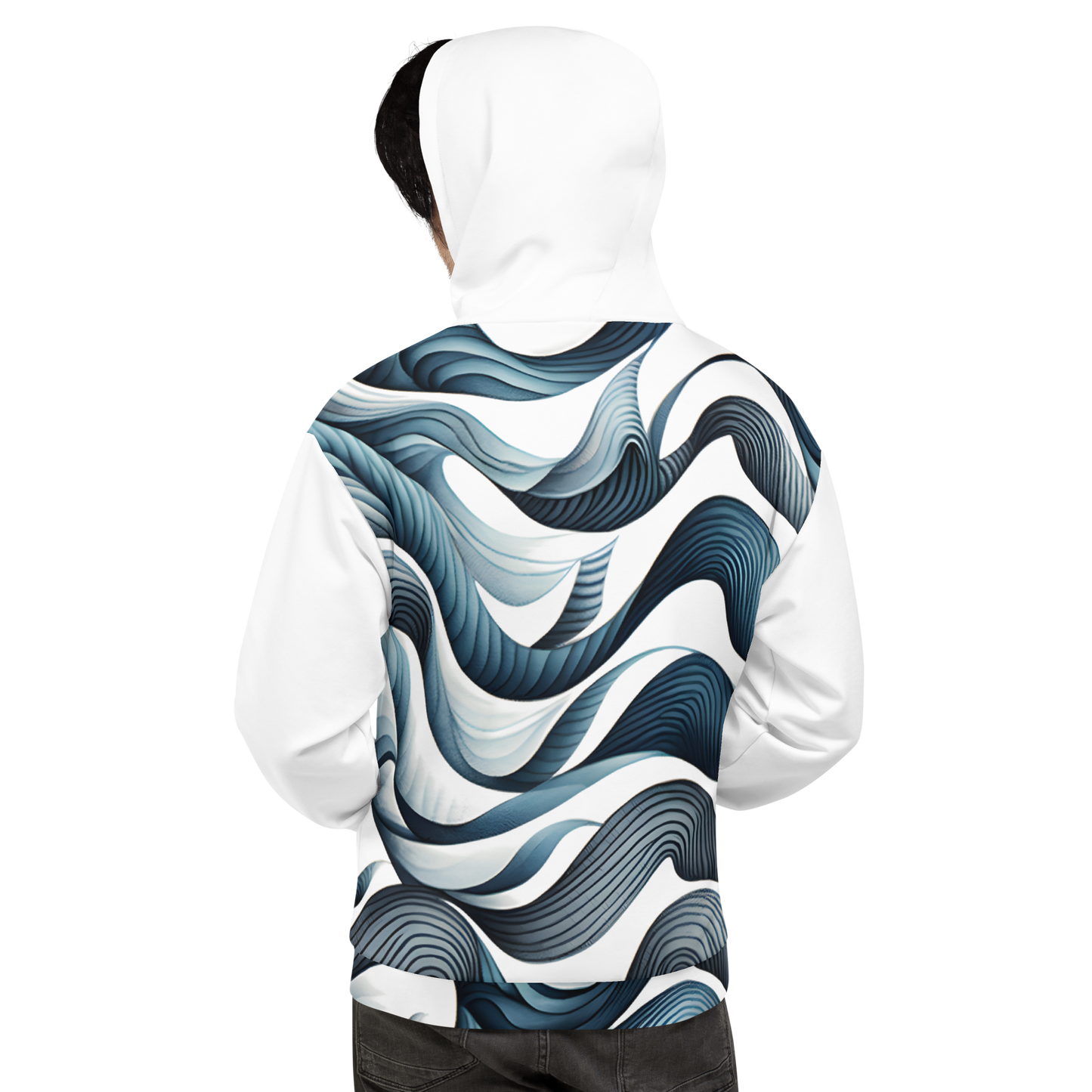 Blue Waves Pattern Hoodie