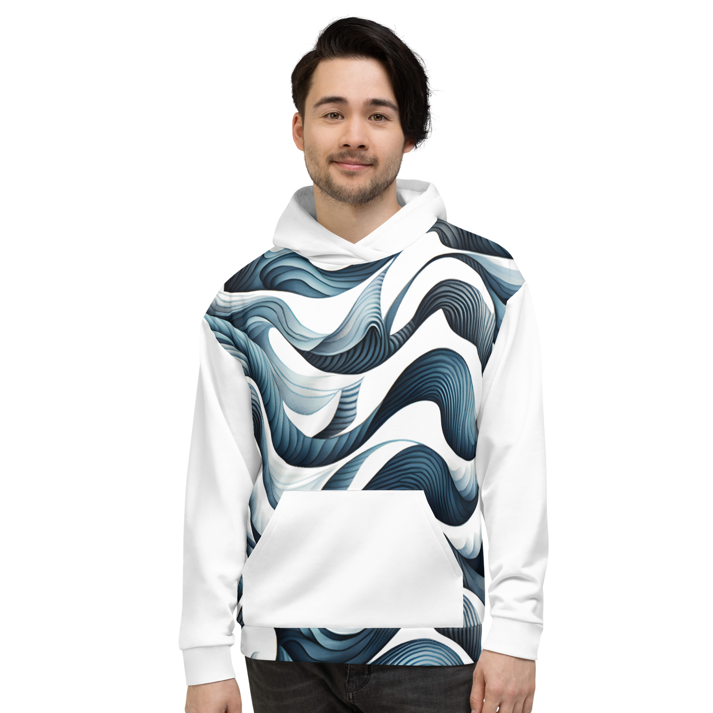 Blue Waves Pattern Hoodie