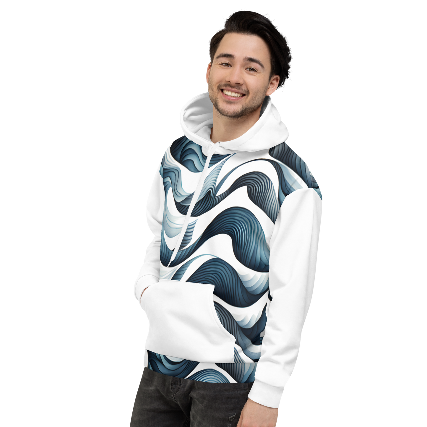 Blue Waves Pattern Hoodie