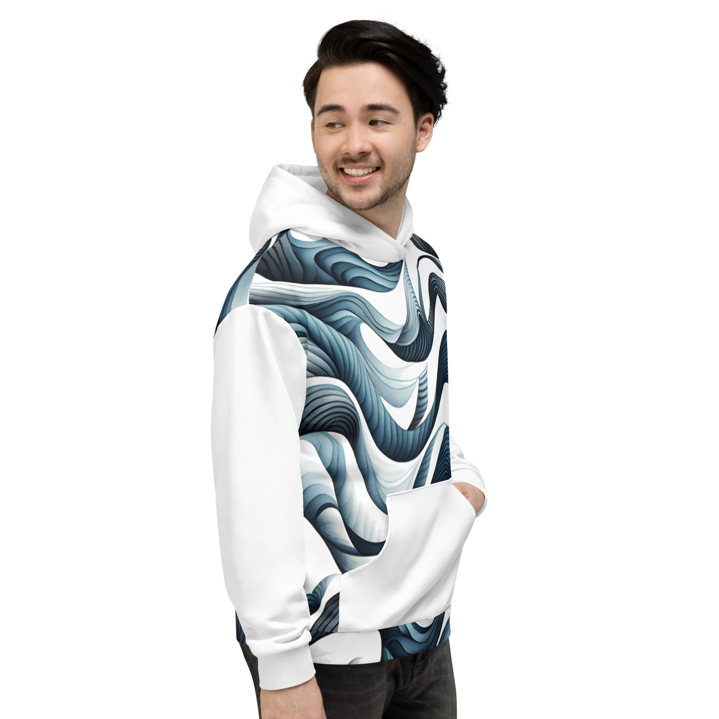 Blue Waves Pattern Hoodie