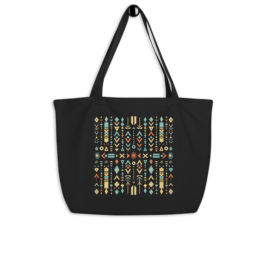 Asian Tribal Pattern Large Eco Tote Bag