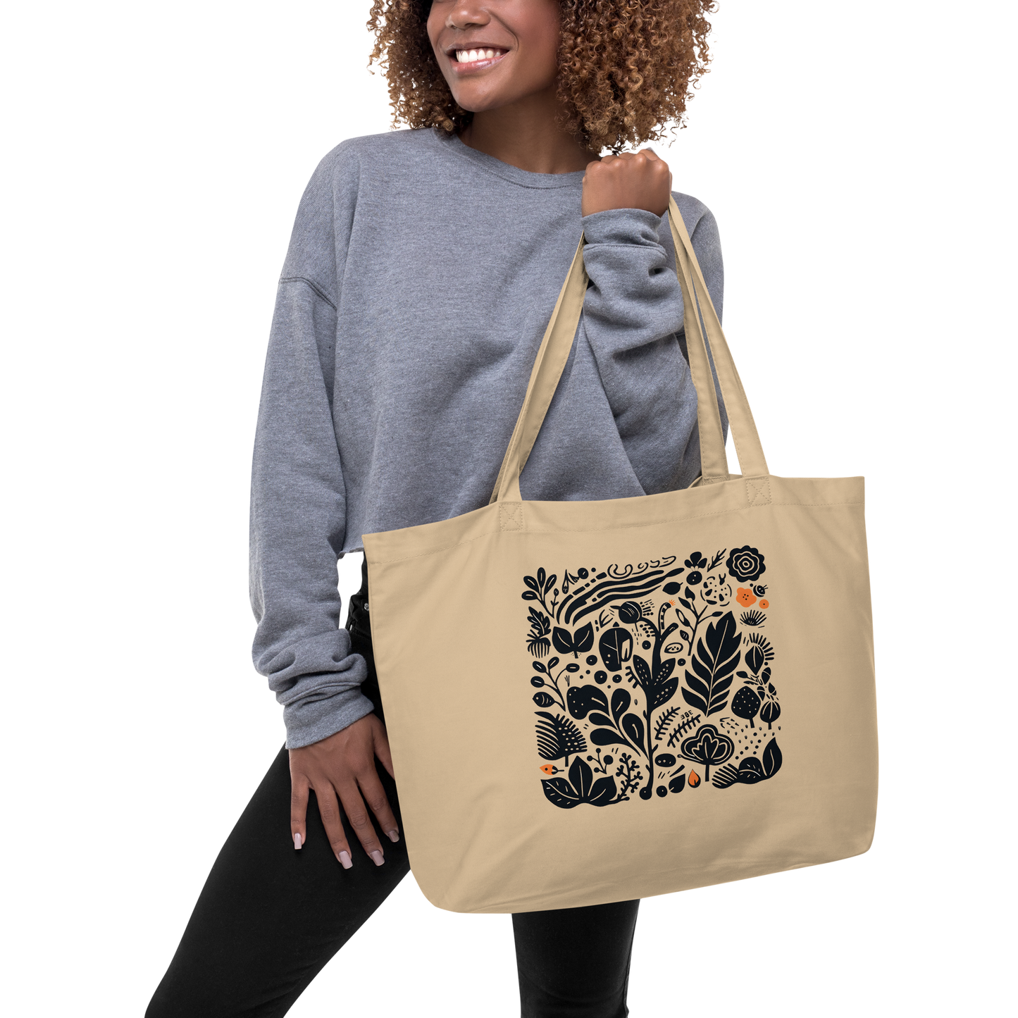 Leaf Pattern Large Eco Tote Bag