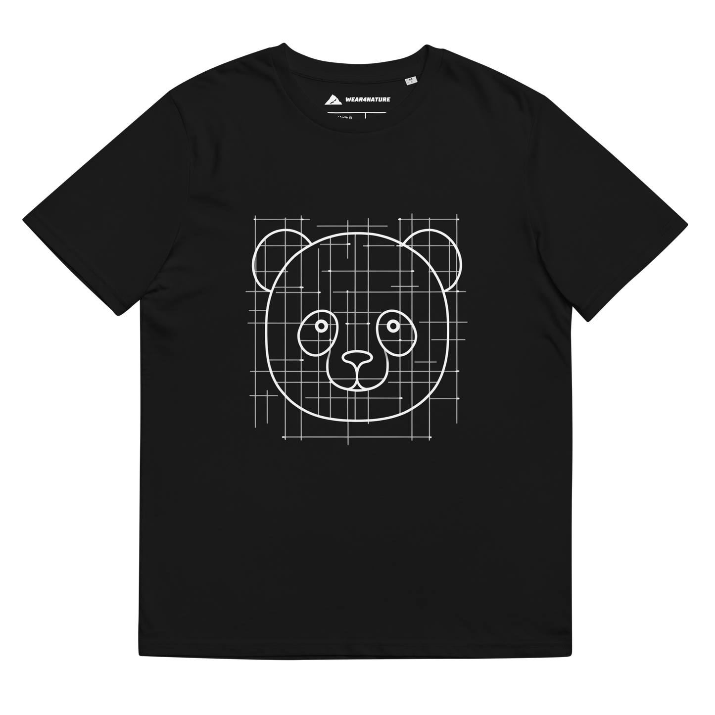 Camiseta Panda Face Geométrica de algodão orgânico