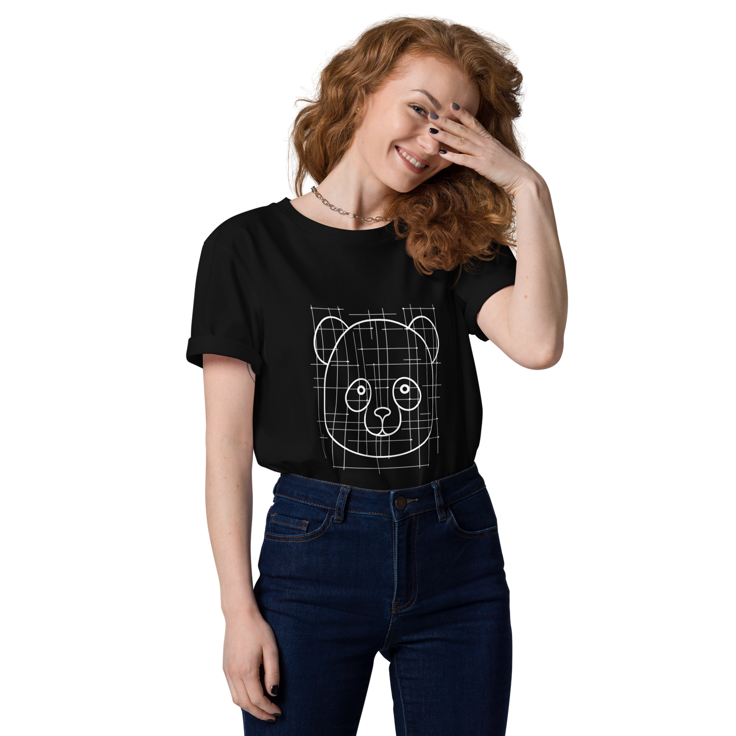 Geometric Panda Face Organic Cotton T-shirt