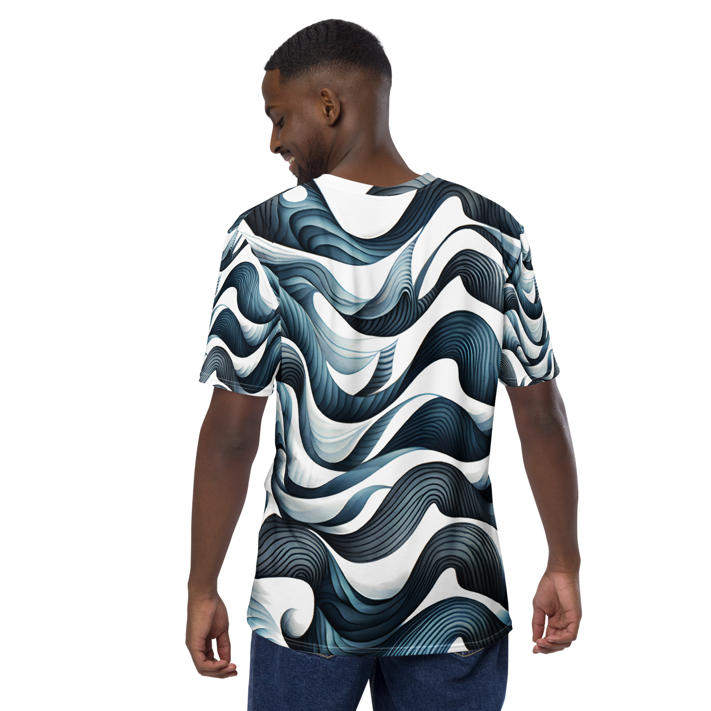 Men's Blue Wave Pattern T-Shirt