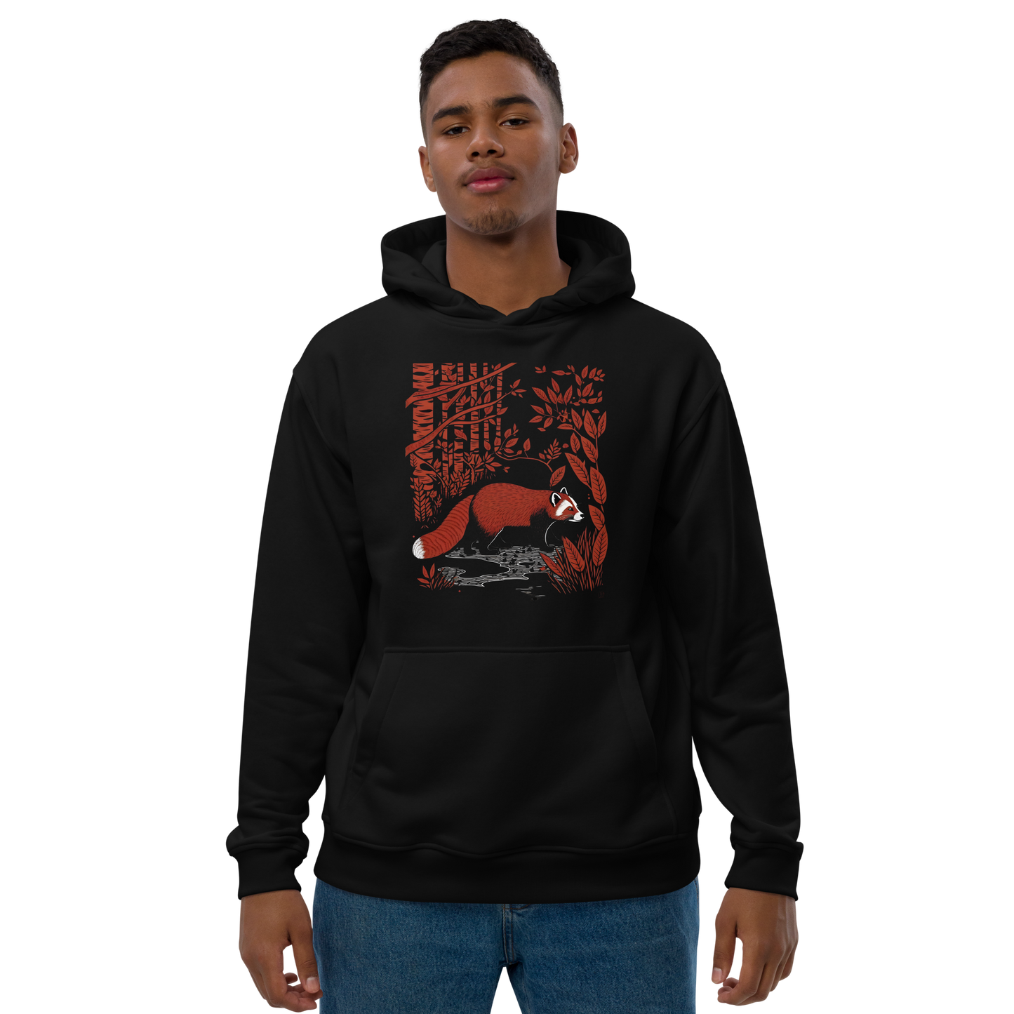 Sweatshirt Com Capuz Panda Vermelho para Homem